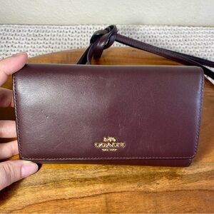 Coach Crossbody Wallet Bag Detachable Strap Mahogany Brown